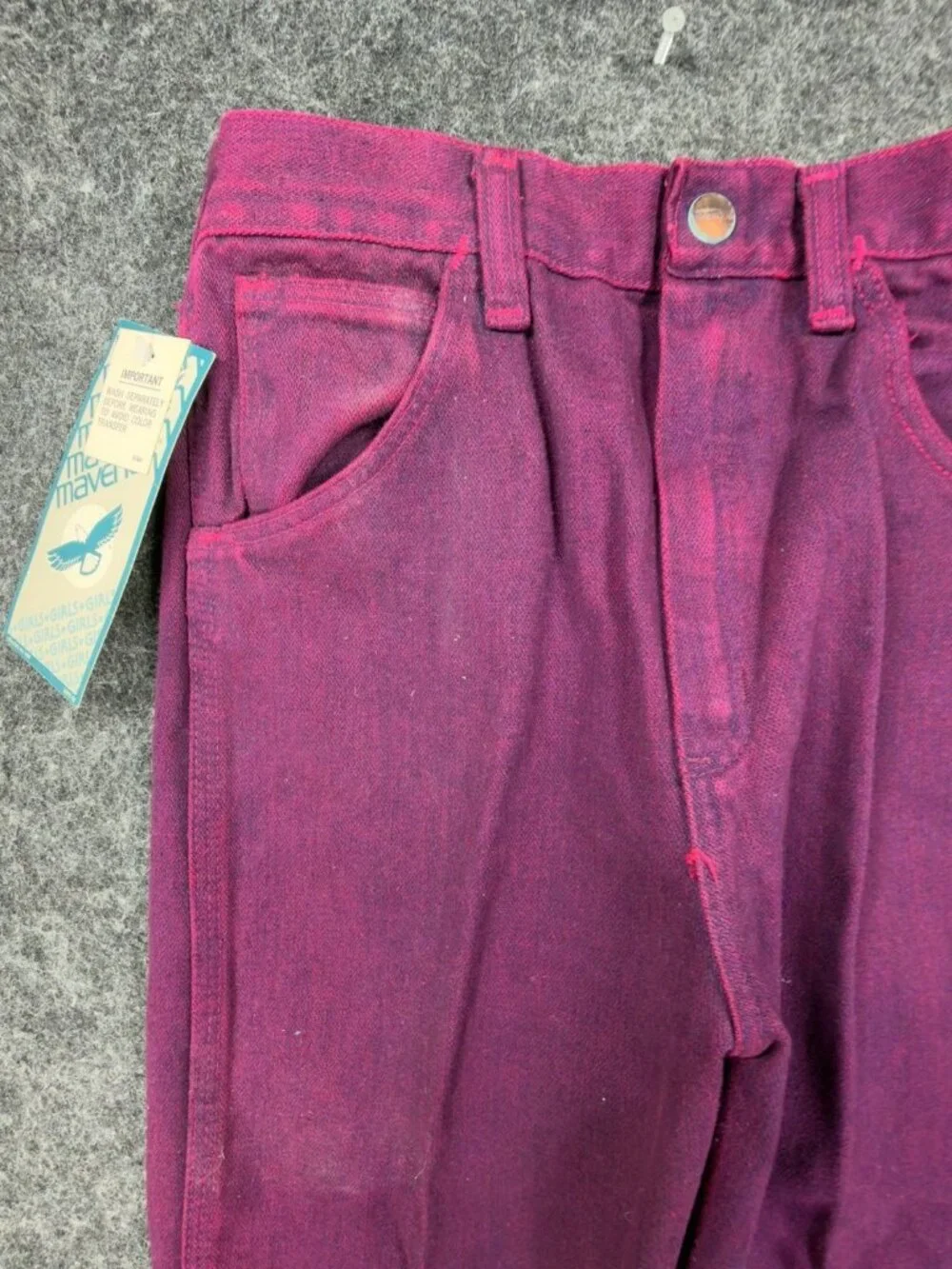 Young Maverick Jeans Girls 12 Reg Purple Cotton Straight VTG 70s Blue Bell USA